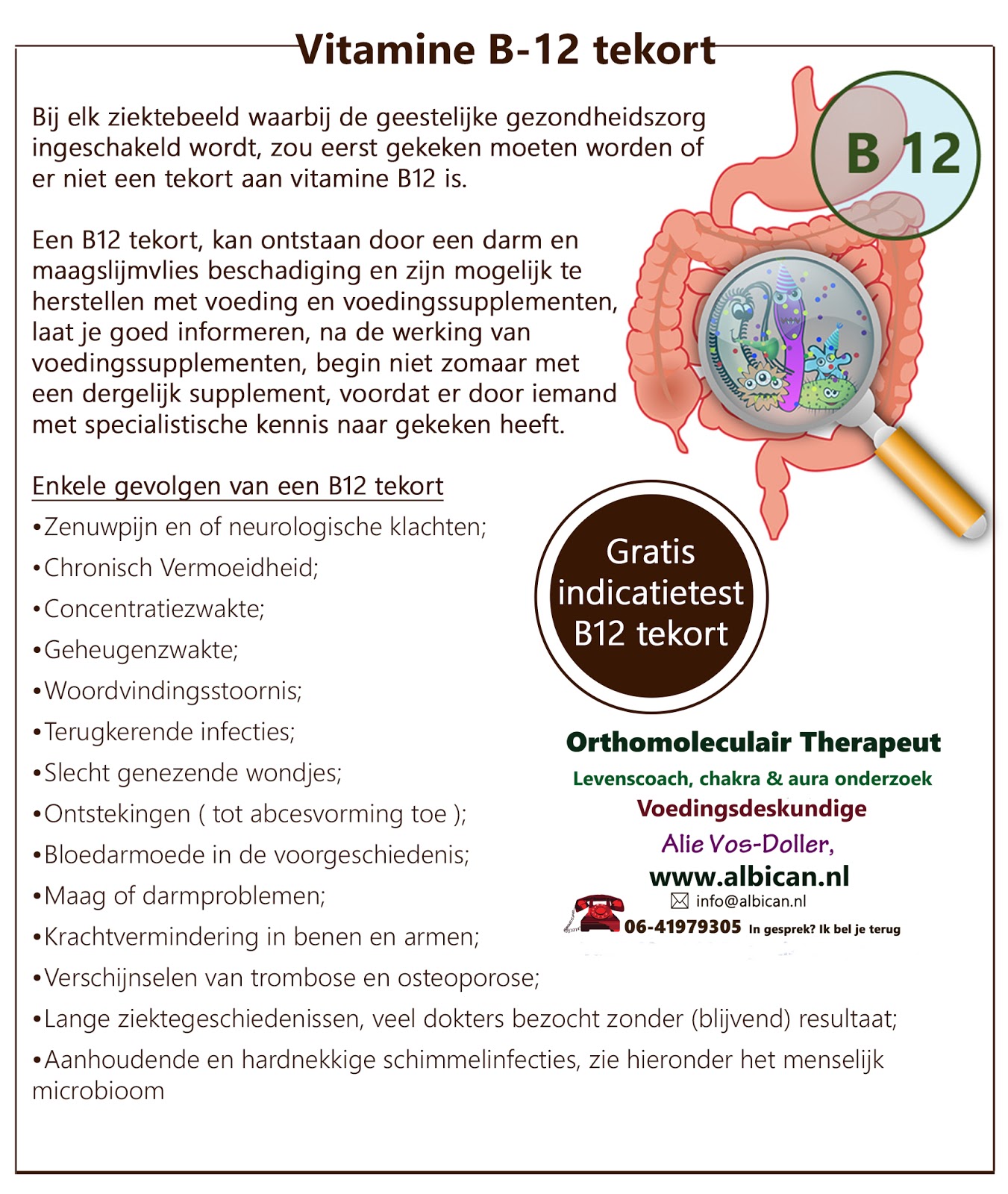 Orthomoleculair Therapeut en Voedingsdeskundige Vitamine B12 tekort