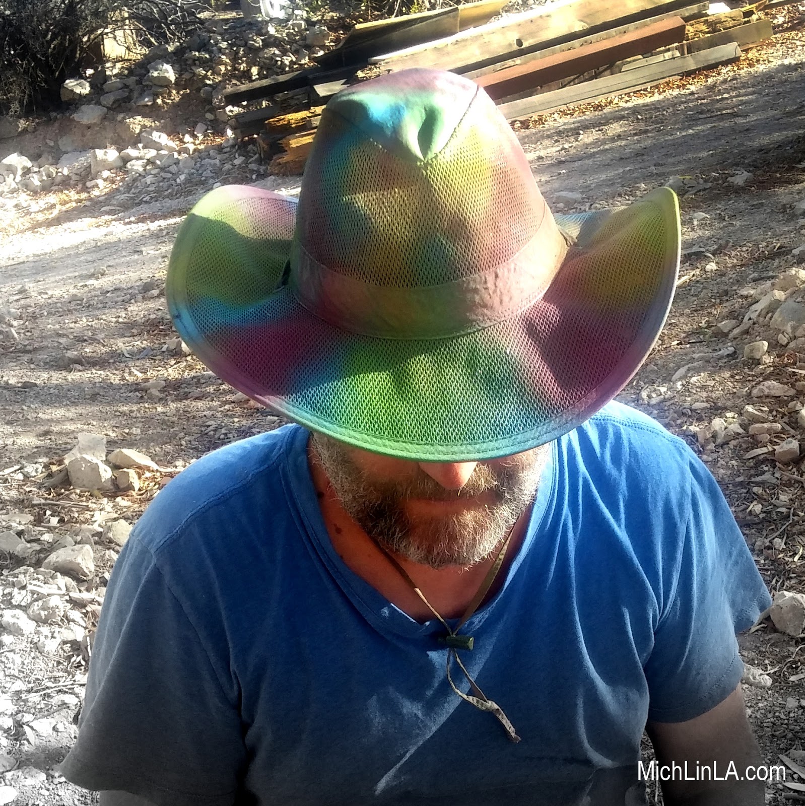 Mich L. in L.A. Colorful Spray Paint Sun Hats!