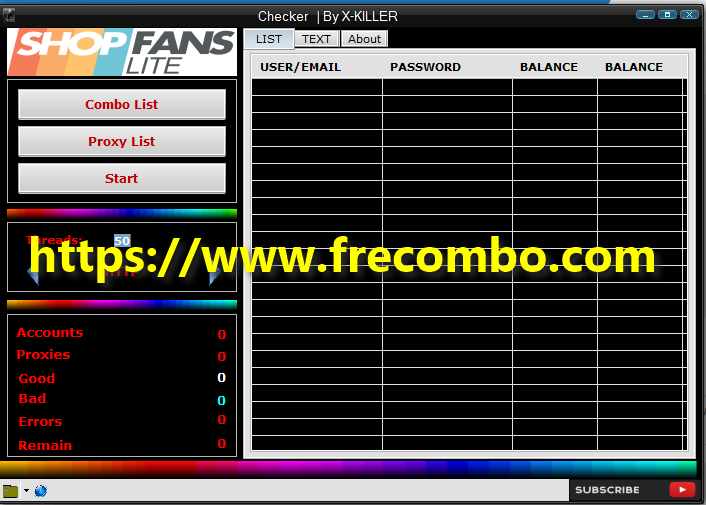 Shopfans Checker By XKILLER Combo List Combolist