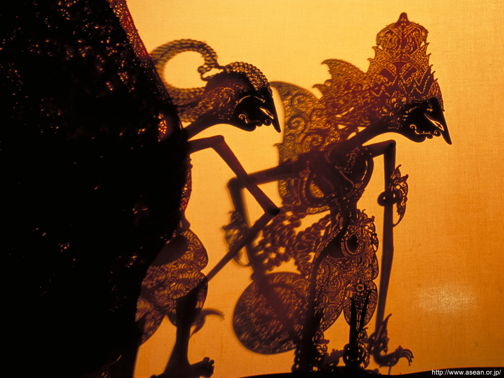 drum of glass: Wayang; shadow puppets