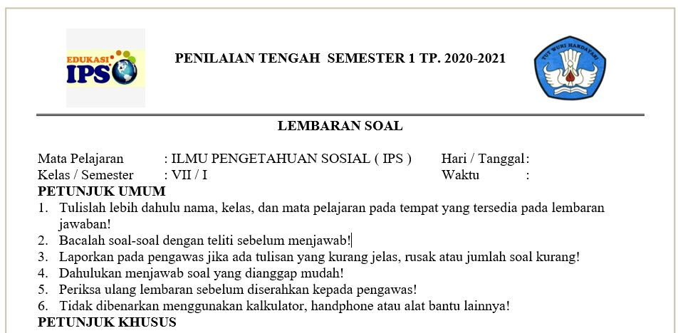 Soal Pts Kls 6 Semester 1 Edukasi