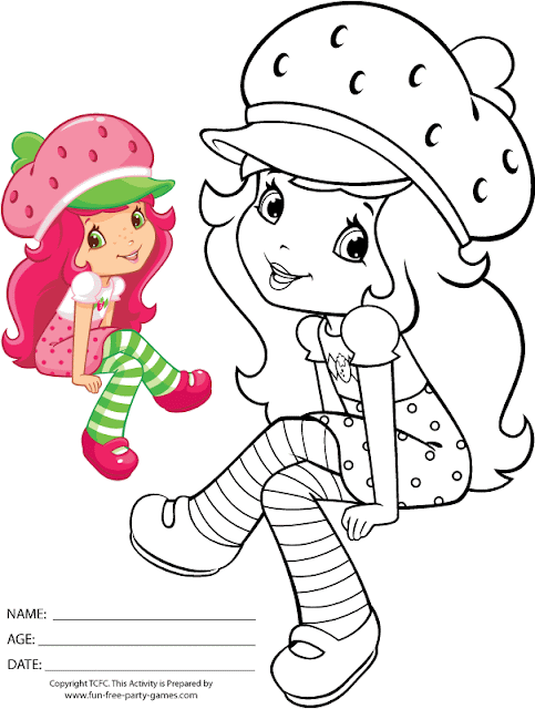 Beautiful Strawberry Shortcake Coloring Page for Kids of a Cute Cartoon Colour Drawing HD Wallpaper