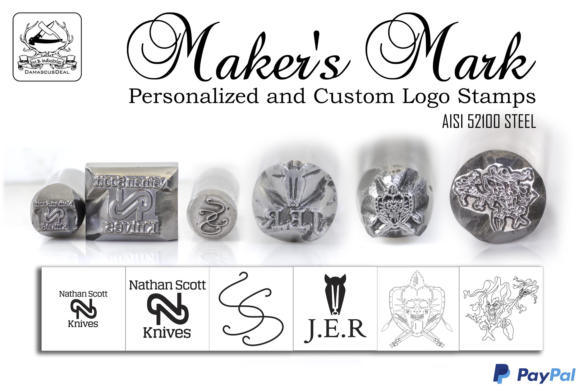 Damascus Deal Maker's Marks and Personalized Steel Stamps