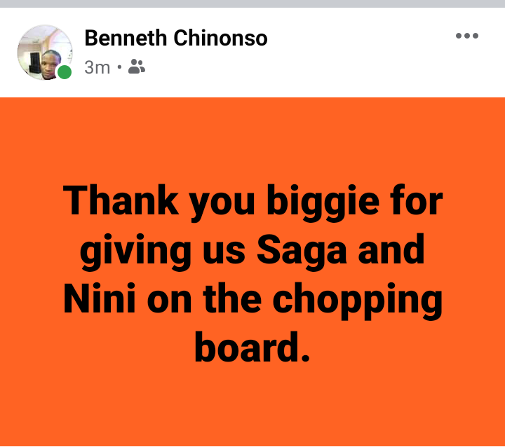Man hails Big Brother for putting Nini and Saga up for possible eviction this week