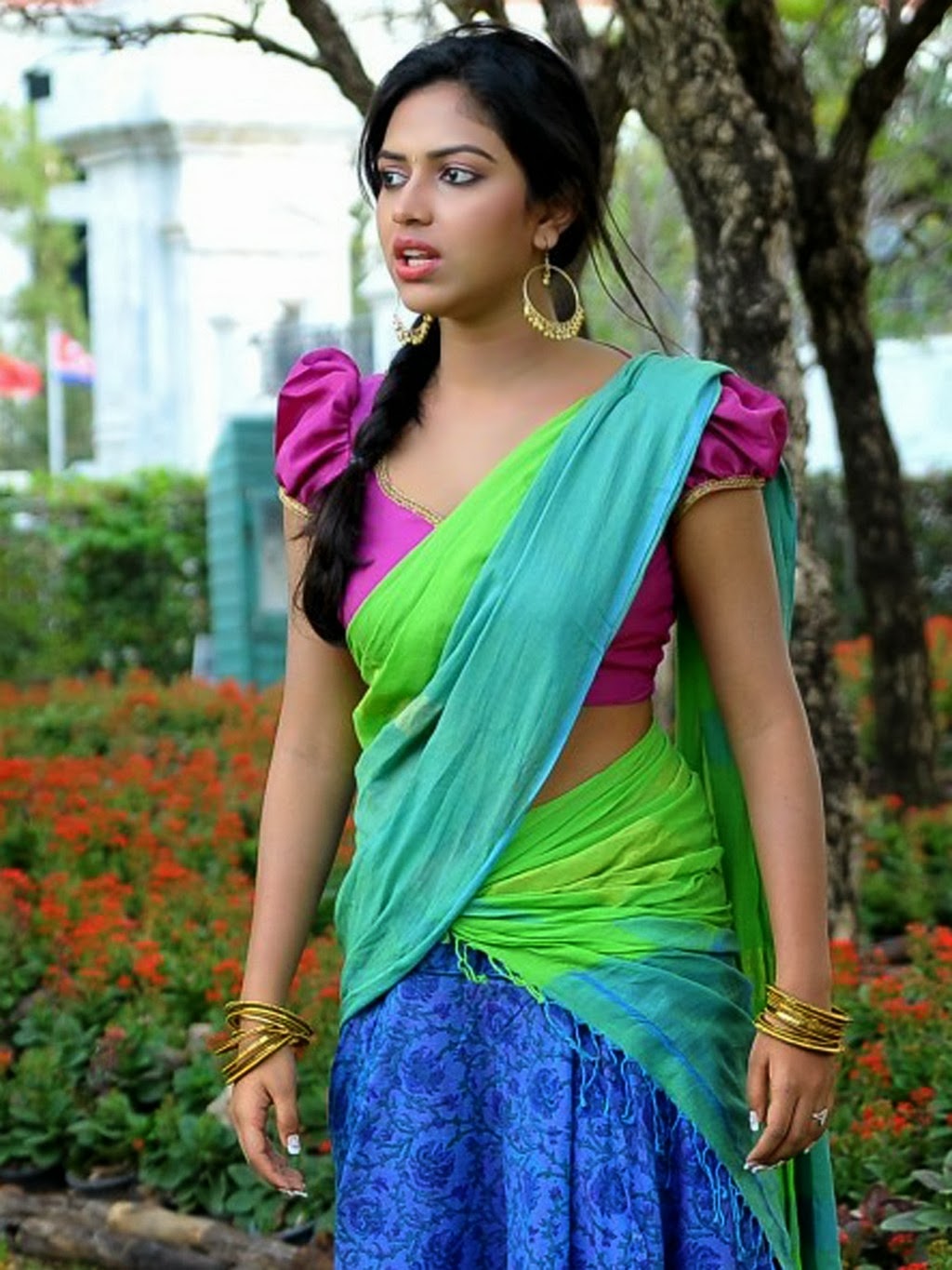 Amala Paul Hot in Colorful Half Saree - KOLLYWOODLIVE 