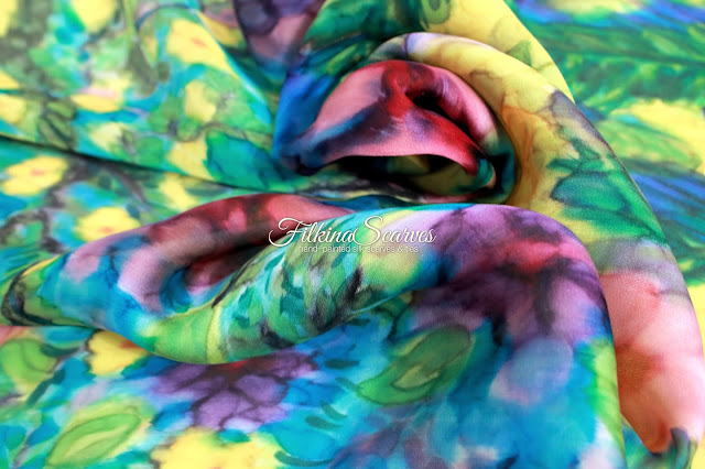 ORDER on my Etsy shop: https://www.etsy.com/shop/FilkinaScarves ****** OOAK Summer Floral small Square scarf Silk chiffon HAND-PAINTED neckerchief Unique women mother grandmother gift for her 26 in  #mothergifts #silkscarf #filkinascarves #chiffon #silkpainting #womensfashion #chicscarves #womensgifts #Momgifts #mothersdaygifts #diygifts 