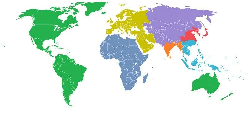 Map shows how the world population can be divided into equal areas of 1 billion residents.