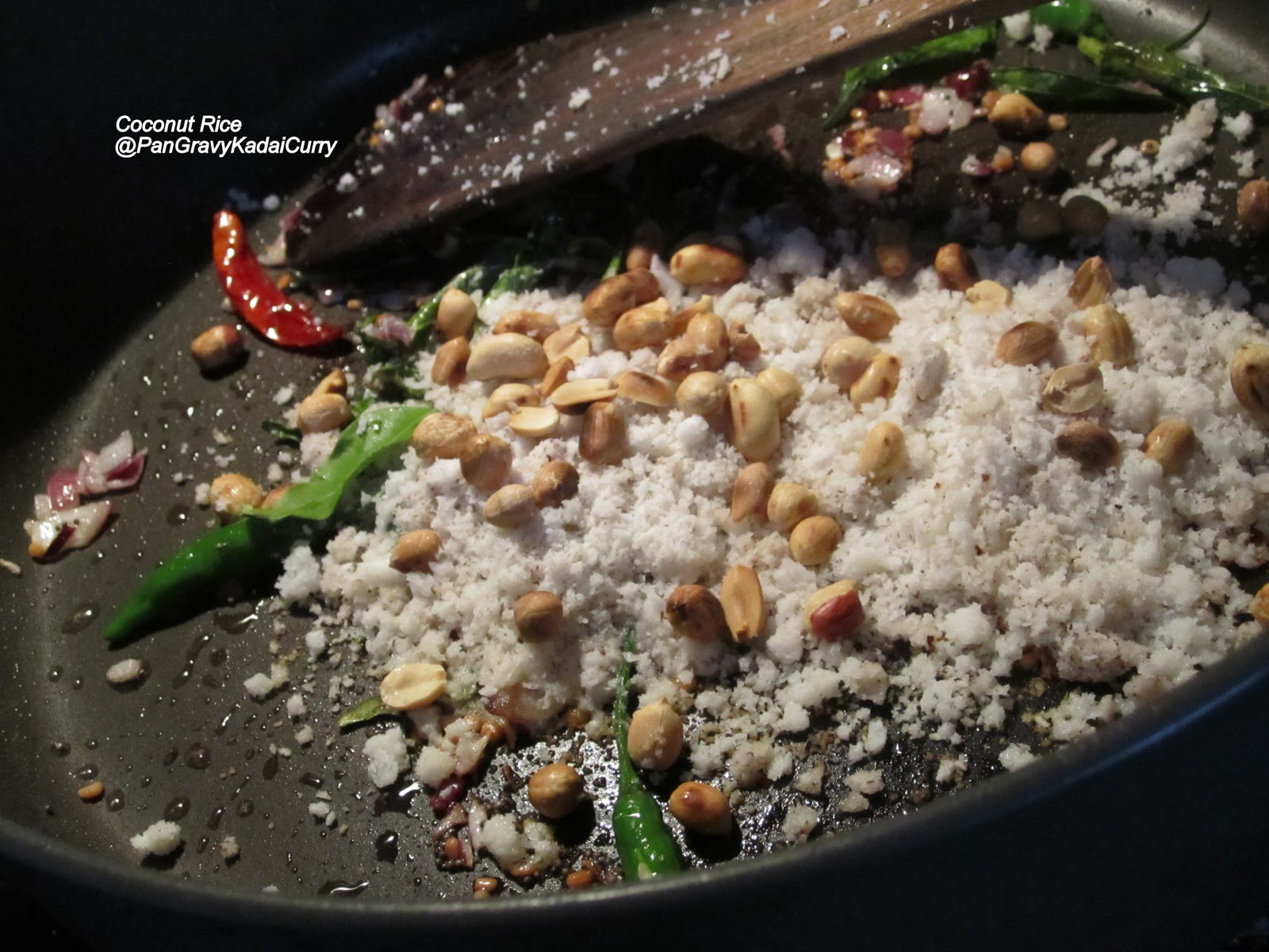 Pan Gravy Kadai Curry Coconut Rice With Toasted Peanuts