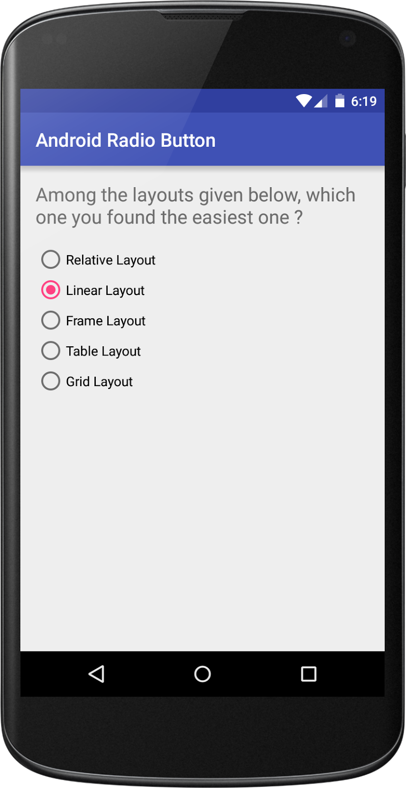 Android Radio Button Example | Viral Android – Tutorials, Examples, UX/UI  Design