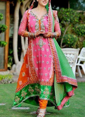 Pakistani-Bridal-Multi-Color-Mehndi-Dress
