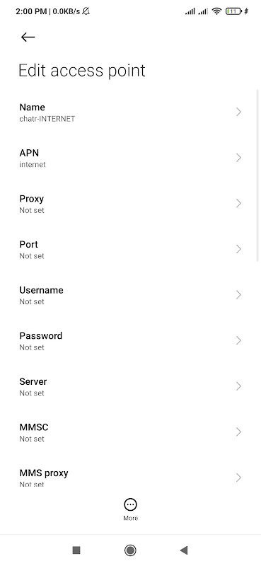 Chatr APN Internet Settings for Android