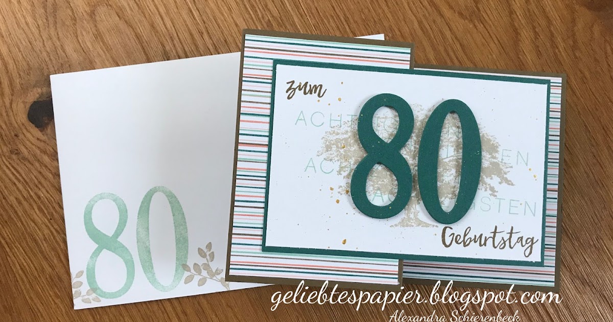 geliebtes papier: Glückwunschkarte zum 80. Geburtstag
