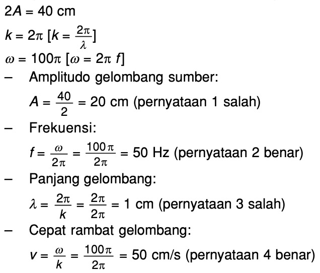 Suatu Gelombang Stasioner Memiliki Persamaan Y 40 Cos 2p X Sin 100p T Y Dan X Dalam Cm Mas Dayat