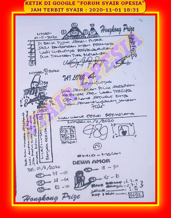 1 New Message Kode Syair Hongkong 1 November 2020 Forum Syair Togel Hongkong Singapura Sydney