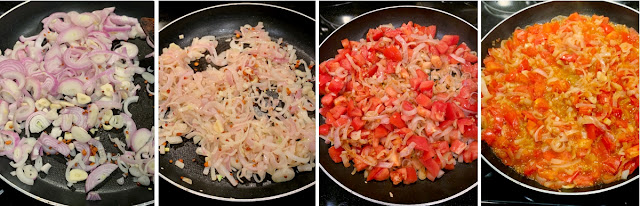 shallots, raw shallot, tomatoes cooked