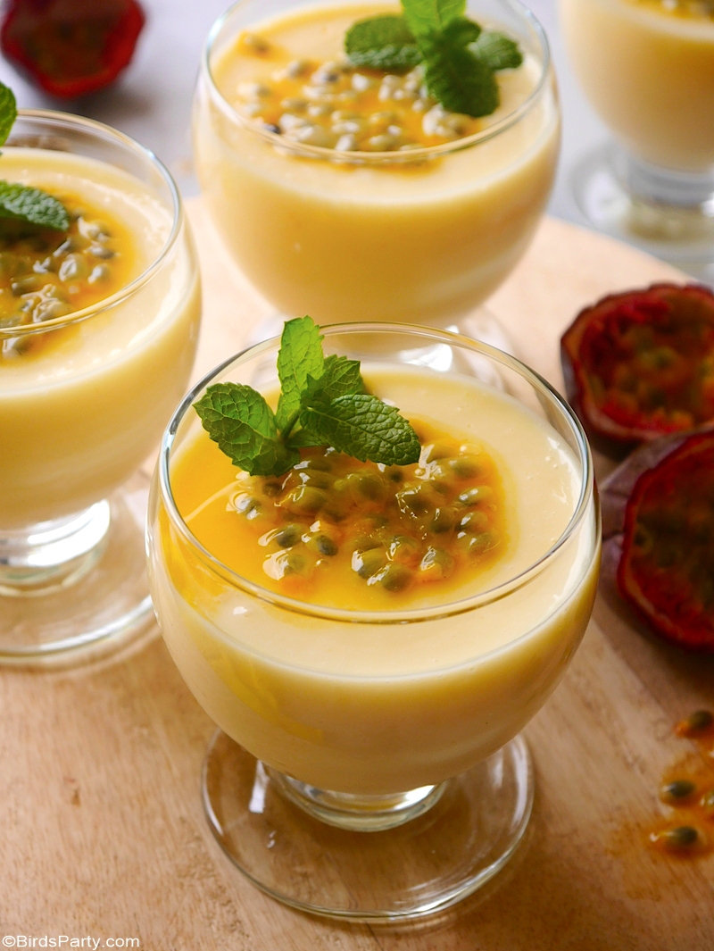 Brazilian Passion Fruit Mousse Recipe - a no-bake, quick, easy and delicious dessert recipe for summer parties that only uses three ingredients! by BirdsParty.com @BidsParty #recipe #passionfruit #brazilianrecipe #tropicaldessert #passionfruitmousse #desserts #recipes