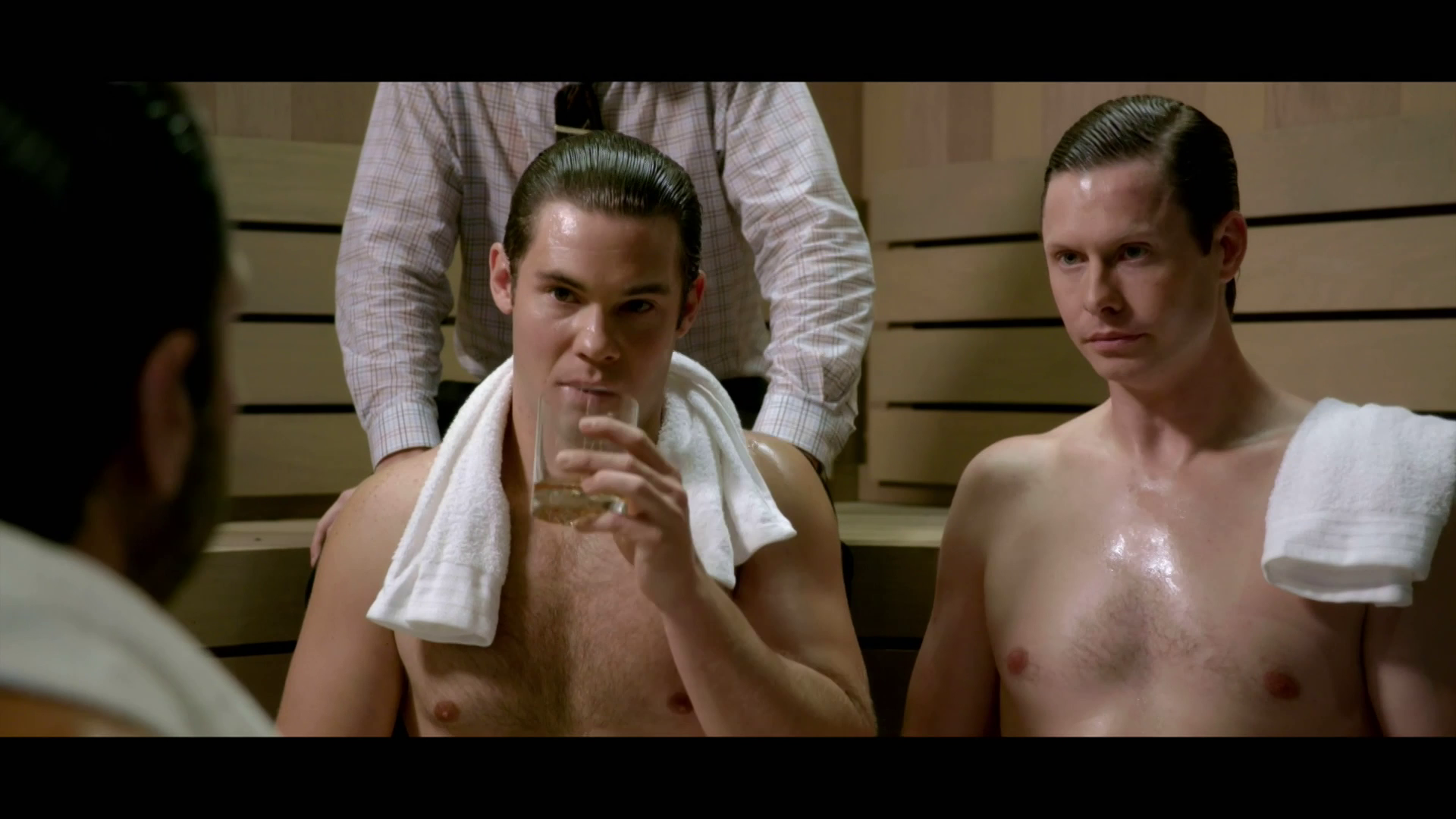 Liam Hemsworth, Dane Cook, Adam Devine and Anders Holm shirtless in Workaho...