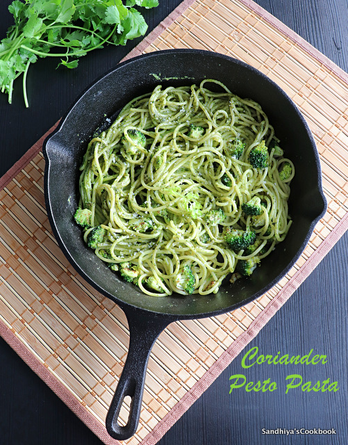 Sandhiya's Cookbook Coriander Pesto Pasta Cilantro Pesto Pasta