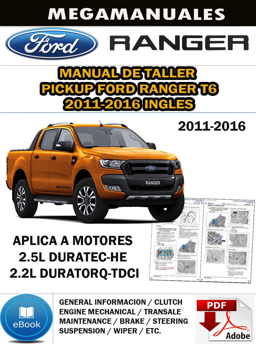 Manual De Taller Pickup Ford Ranger T6 2011-2016 Ingles - Manuales De