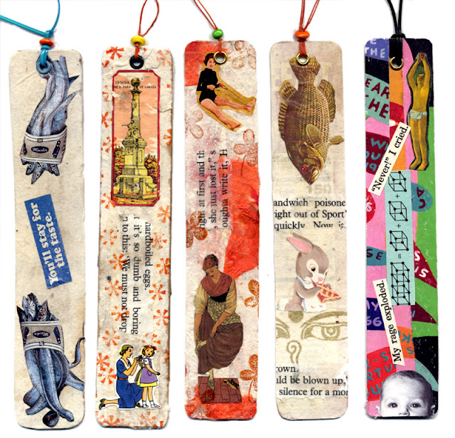 handmade collage bookmarks