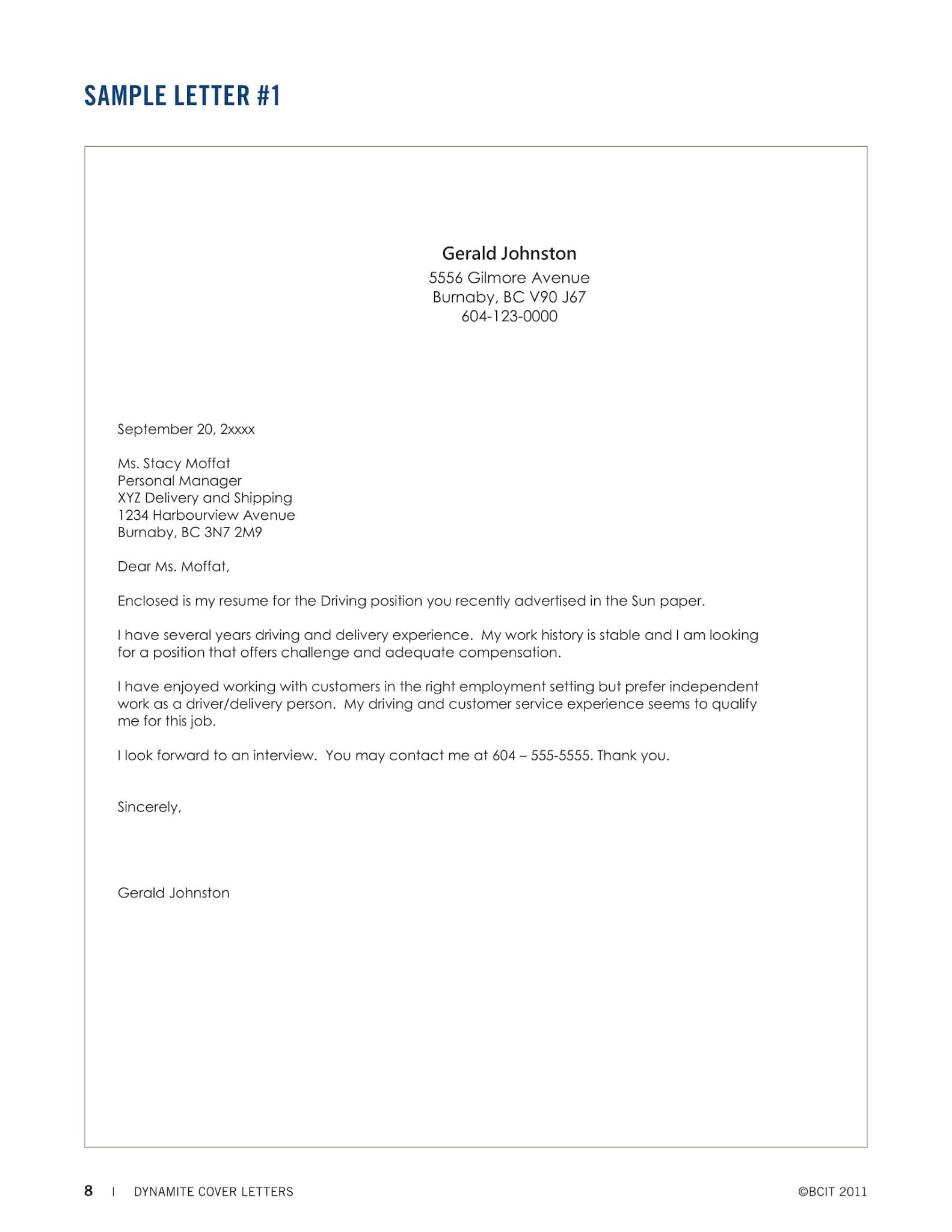 how to format a good cover letter