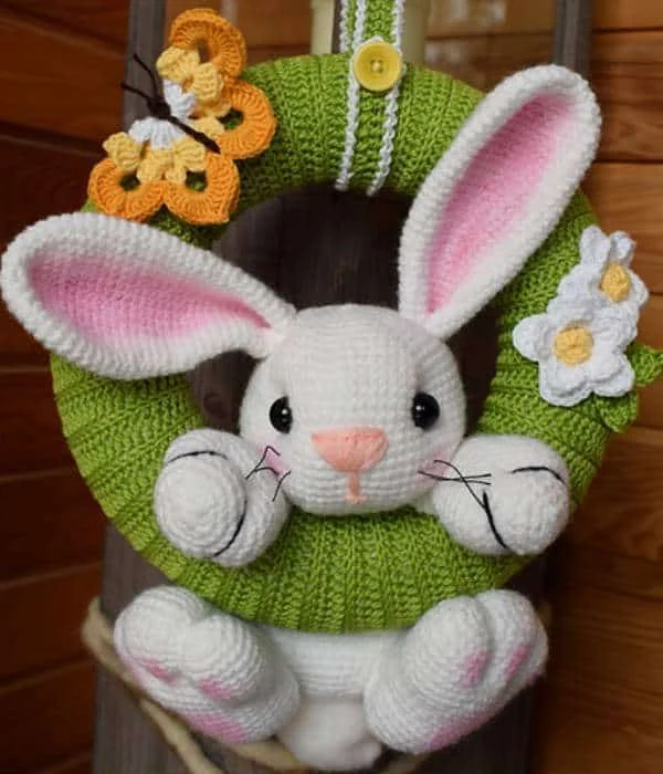 Free Easter Crochet Pattern - Amigurumi Bunny Wreath