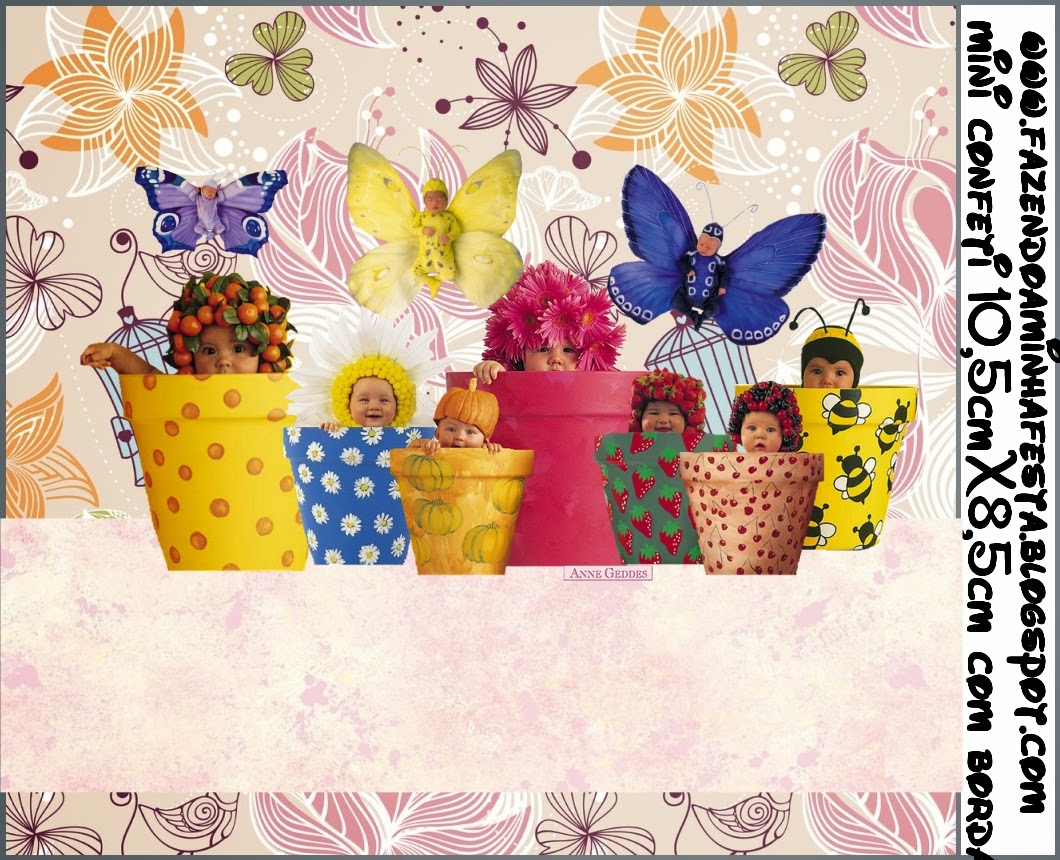 Bebés de Anne Geddes: Etiquetas de Candy bar para Primavera. Etiquetas de Bebés de Anne Geddes para imprimir gratis.