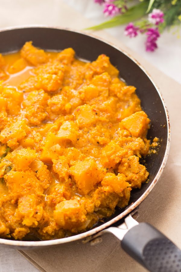 Coorg Pumpkin Curry kaddu sabzi coconut vegan kumbalkai palya