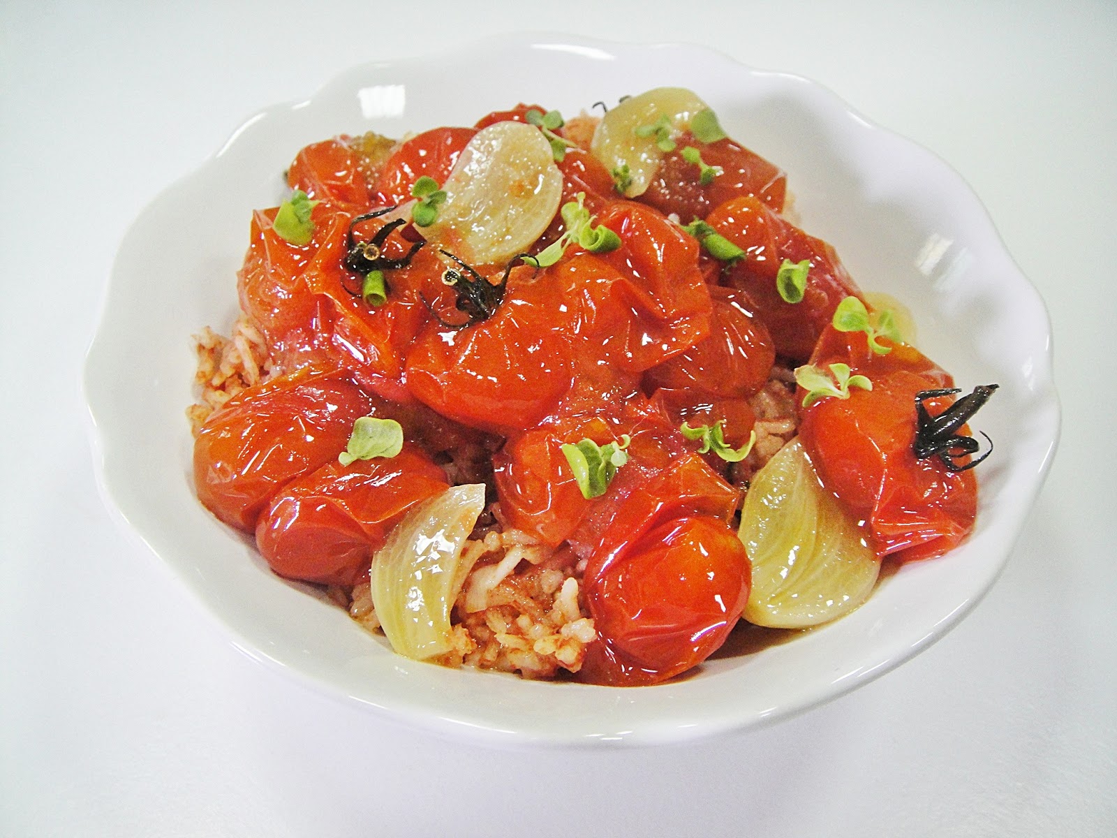 Maryam's Culinary Wonders 814. Tomato Confit on Tomato Rice