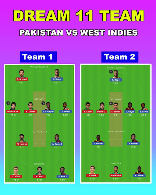 Match prediction for West Indies vs Pakistan 2nd Match, Cricket World Cup 2019. To be played May 31 at 3.00 pm, WC 2019: Match 2 - WI VS PAK Dream11 tema: Dream11 Fantasy Cricket Tips, Playing XI, PAK vs WI Dream11 team
