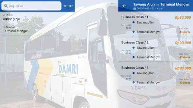 Jadwal Bus Damri Jember Denpasar