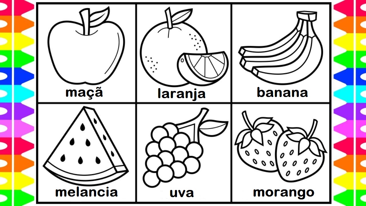 Desenhos de frutas para imprimir e colorir