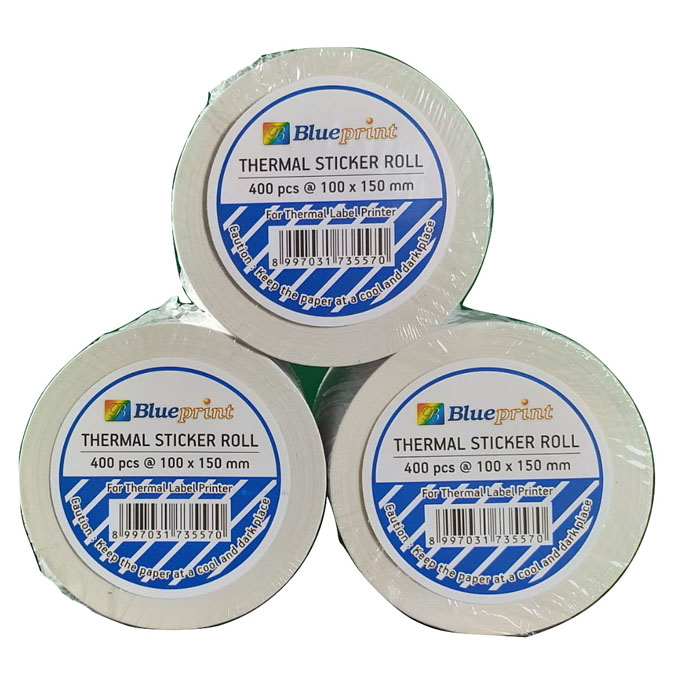 Blueprint Direct Thermal Sticker Roll 100x150mm 400 Pcs Label Stiker