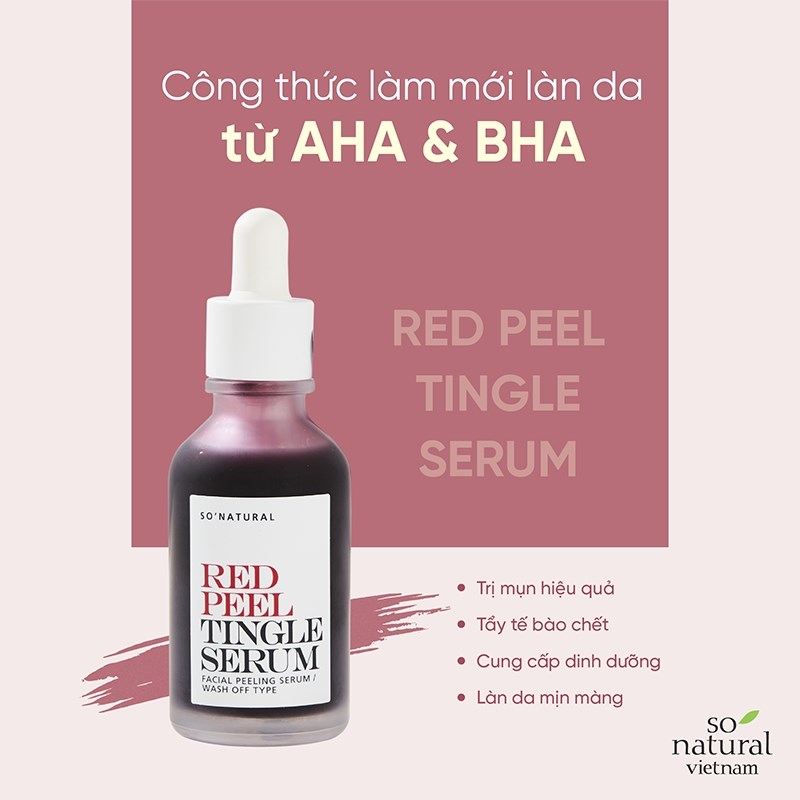 So’Natural Serum trị mụn peel da sinh học Red Peel Tingle Serum 35ml