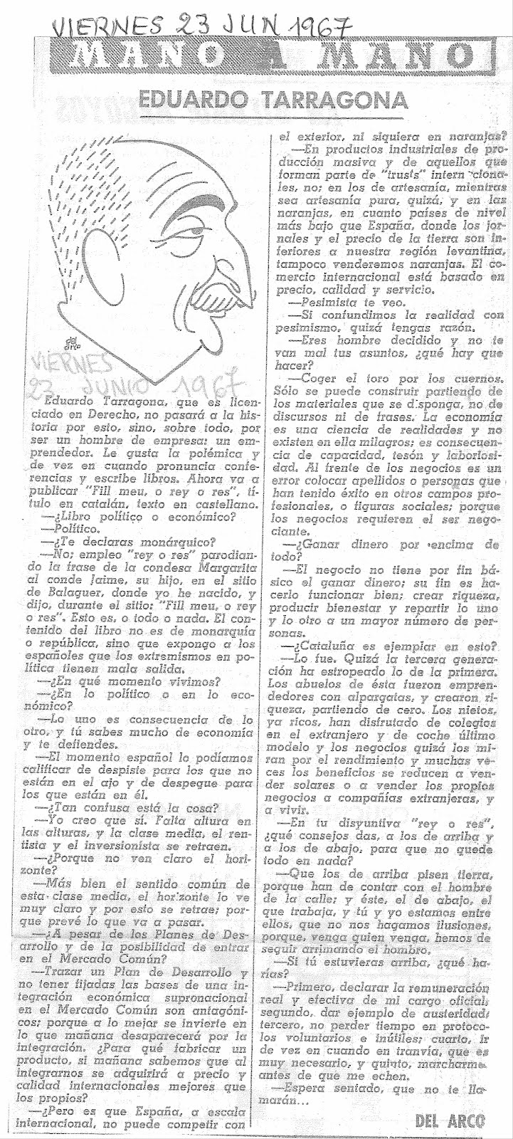 Blog homenaje a Manuel del Arco Eduardo Tarragona 23 Junio 1967
