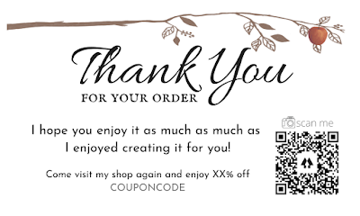 Custom Thank You Cards for Etsy with QR code, Over The apple Tree