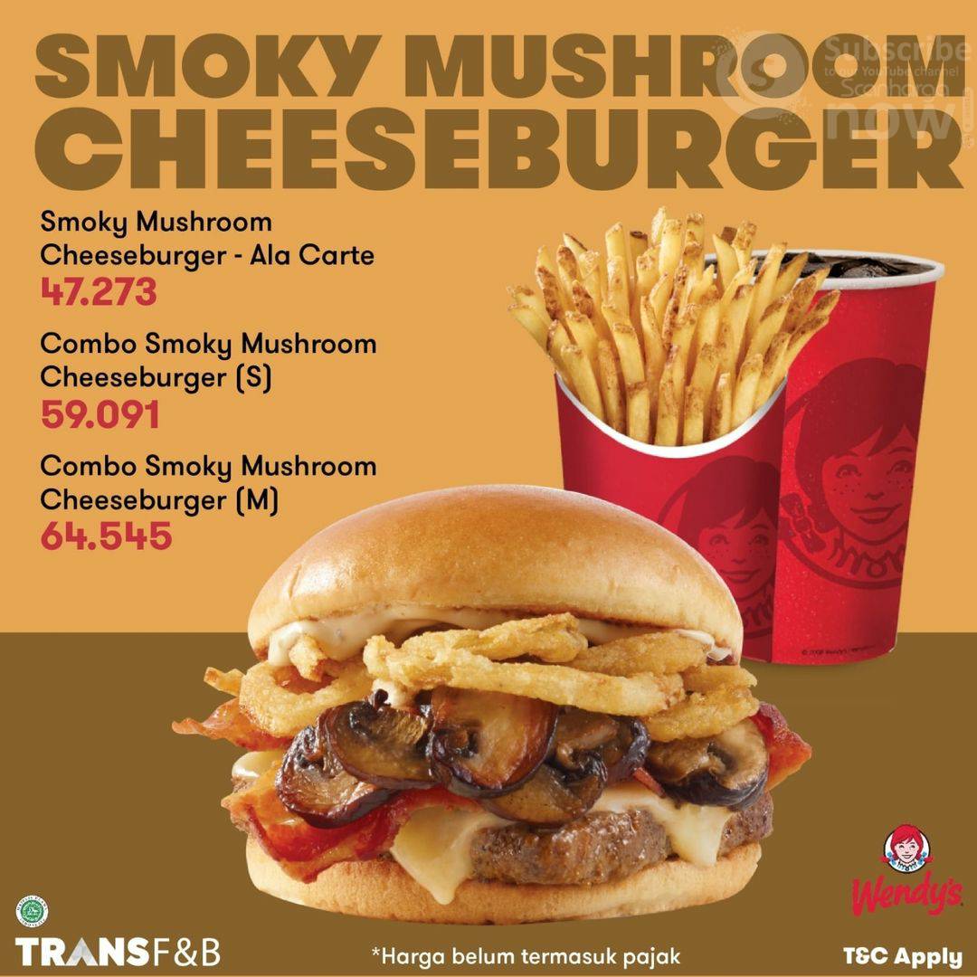 Harga Promo WENDY’S SMOKY Mushroom CheeseBurger mulai Rp. 47.273