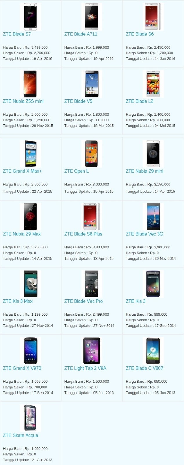 Daftar Harga Hp Terbaru ZTE Mei 2016 Daftar Harga Hp Terbaru ZTE Mei 2016