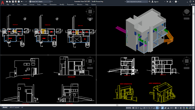 AD Classics: Smith House / AutoCAD [2D, 3D, DWG, DXF]