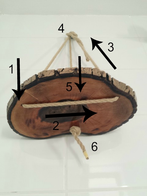 Postupak vezanja užeta na visećoj polici.