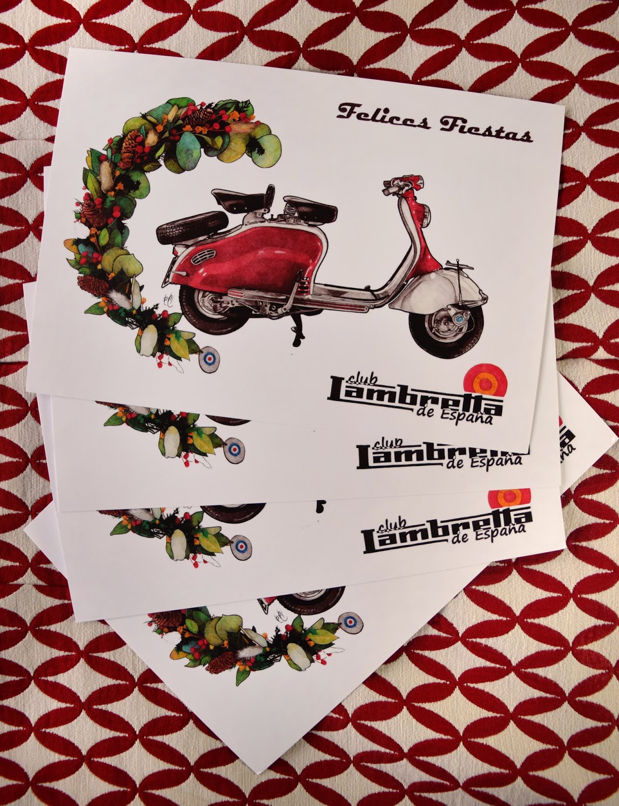 Alberto Navarro Tete Postal Navidena Para Club Lambretta Espana