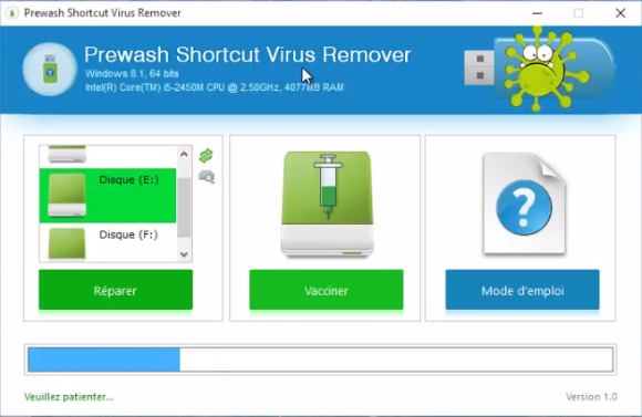 أداة Prewash Shortcut Virus Remover لحذف البرمجيات الخبيثة 