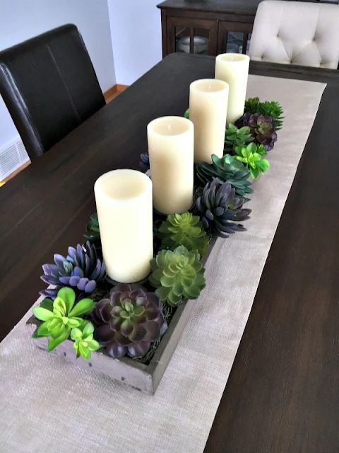 DIY succulent and candle centerpiece