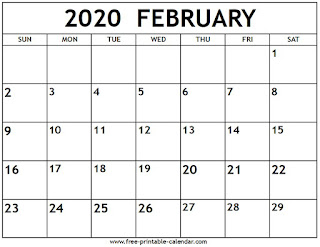 Free Printable Calendar February 2020