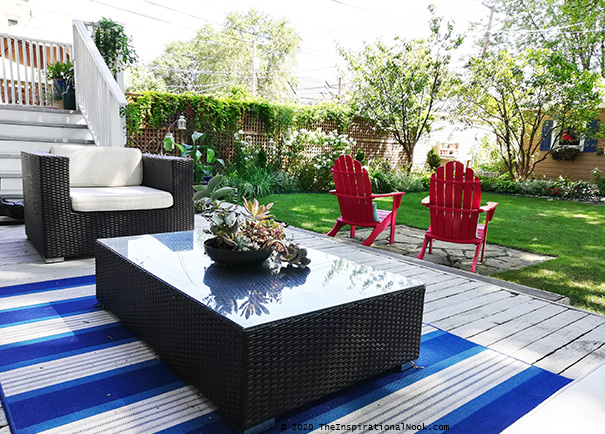 Deck, patio, garden outdoor furniture, indoor outdoor rug, backyard