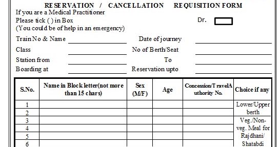 Abhijeet: Indian Railway Reservation form in Excel Format