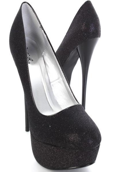 black high heels with sparkles