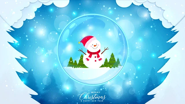 Christmas Snowman Globe Clock Screen animated image