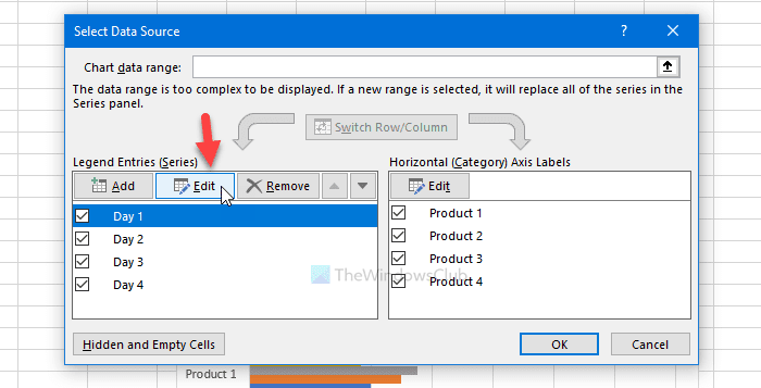 Cómo cambiar el nombre o editar el nombre de la serie de datos en Microsoft Excel