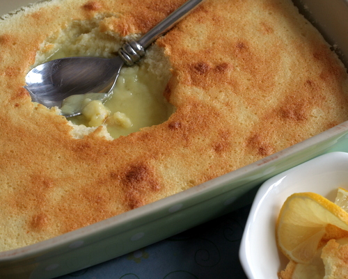 Lemon Pudding Cake, another time-tested recipe ♥ KitchenParade.com, that old-fashioned lemon dessert, lemony cake on top and lemon pudding on the bottom.